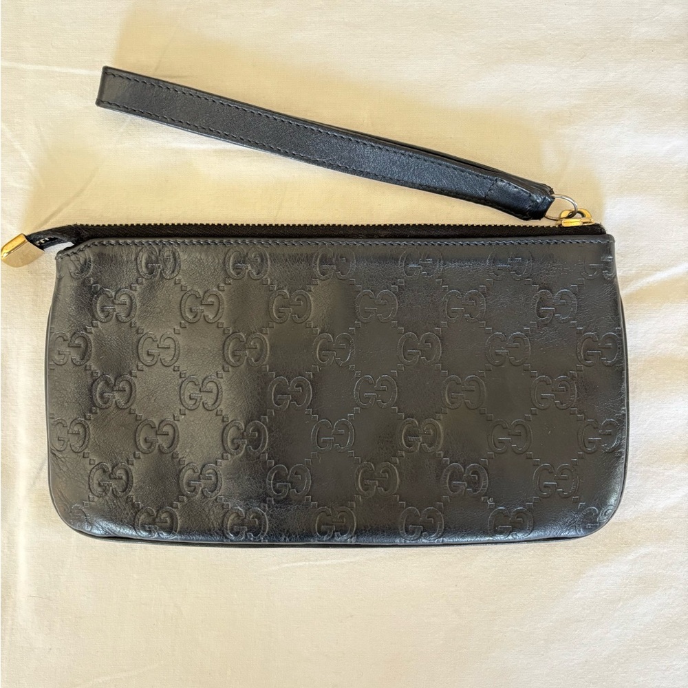 GUCCI BLACK LEATHER CLUTCH